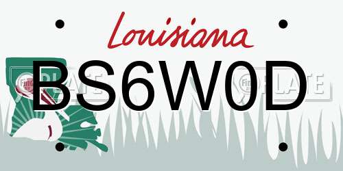 BS6W0D Louisiana License Plate