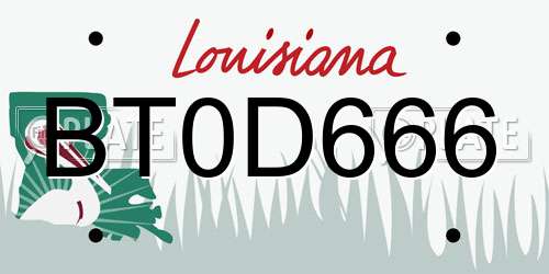 BT0D666 Louisiana License Plate
