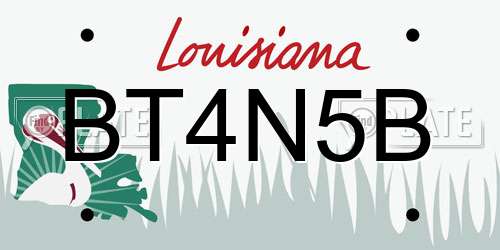 BT4N5B Louisiana License Plate