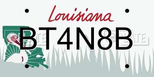 BT4N8B Louisiana License Plate