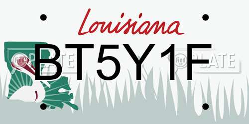 BT5Y1F Louisiana License Plate