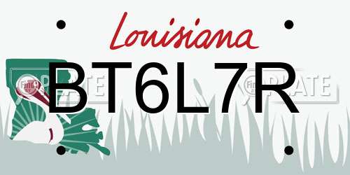 BT6L7R Louisiana License Plate
