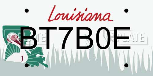 BT7B0E Louisiana License Plate