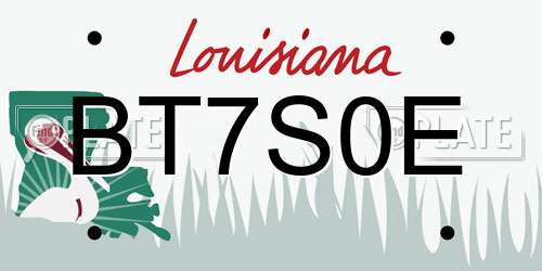 BT7S0E Louisiana License Plate