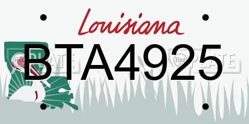 BTA4925 Louisiana License Plate