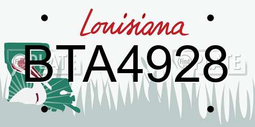 BTA4928 Louisiana License Plate