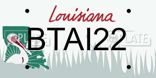 BTAI22 Louisiana License Plate