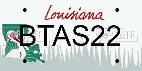 BTAS22 Louisiana License Plate