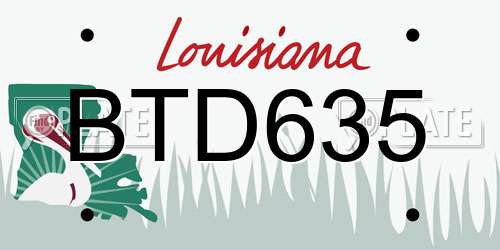 BTD635 Louisiana License Plate