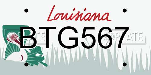 BTG567 Louisiana License Plate