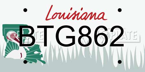 BTG862 Louisiana License Plate