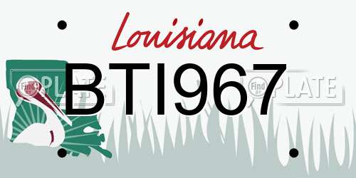 BTI967 Louisiana License Plate