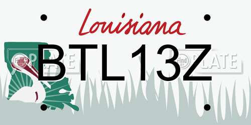 BTL13Z Louisiana License Plate