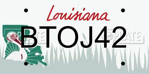 BTOJ42 Louisiana License Plate