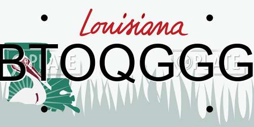 BTOQGGG Louisiana License Plate