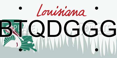 BTQDGGG Louisiana License Plate