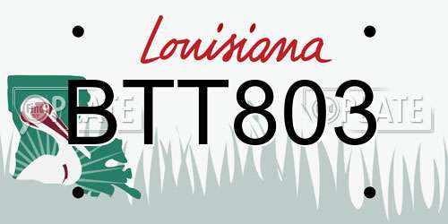 BTT803 Louisiana License Plate