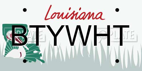 BTYWHT Louisiana License Plate