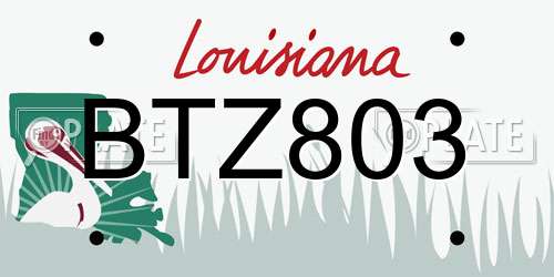 BTZ803 Louisiana License Plate