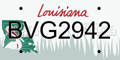 BVG2942 Louisiana License Plate