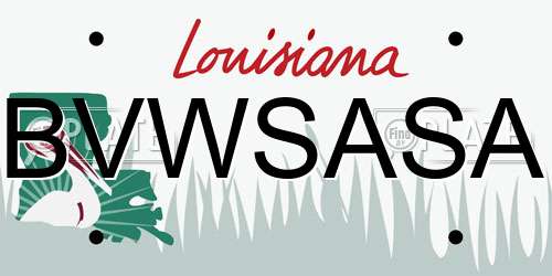 BVWSASA Louisiana License Plate