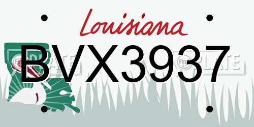 BVX3937 Louisiana License Plate