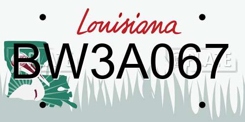 BW3A067 Louisiana License Plate