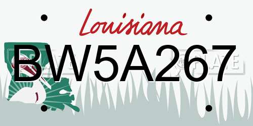 BW5A267 Louisiana License Plate