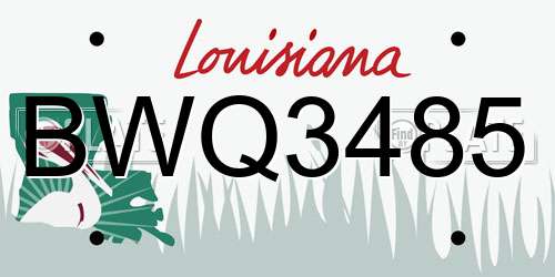 BWQ3485 Louisiana License Plate