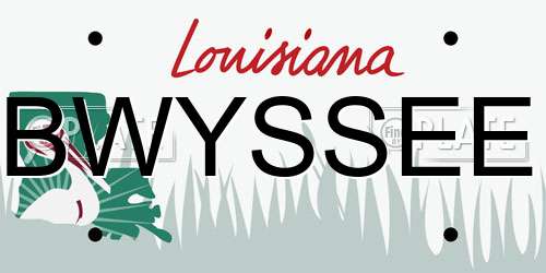 BWYSSEE Louisiana License Plate