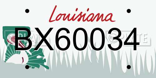 BX60034 Louisiana License Plate
