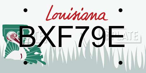 BXF79E Louisiana License Plate