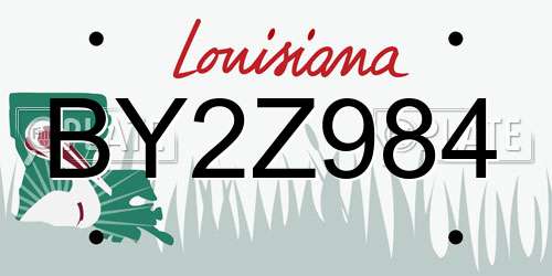 BY2Z984 Louisiana License Plate