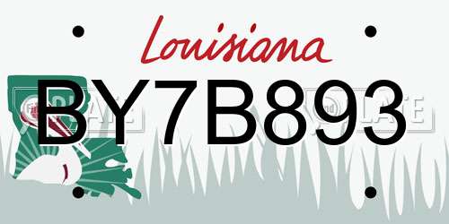 BY7B893 Louisiana License Plate