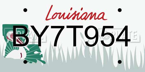 BY7T954 Louisiana License Plate
