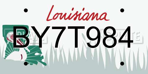 BY7T984 Louisiana License Plate