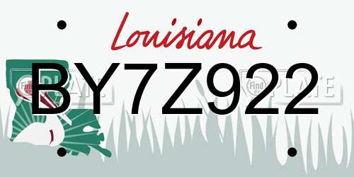 BY7Z922 Louisiana License Plate