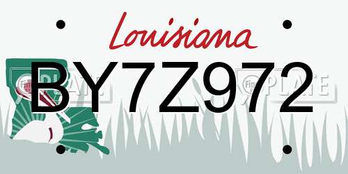 BY7Z972 Louisiana License Plate