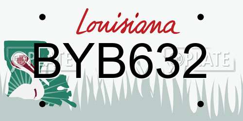 BYB632 Louisiana License Plate