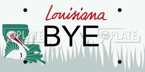 BYE Louisiana License Plate