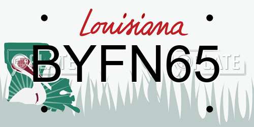 BYFN65 Louisiana License Plate