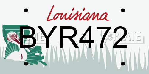 BYR472 Louisiana License Plate