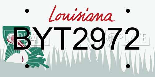 BYT2972 Louisiana License Plate