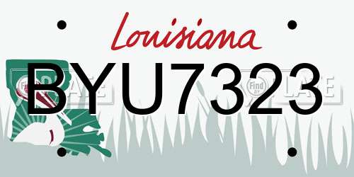 BYU7323 Louisiana License Plate
