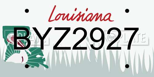 BYZ2927 Louisiana License Plate