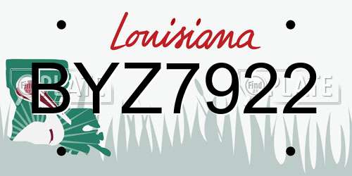 BYZ7922 Louisiana License Plate