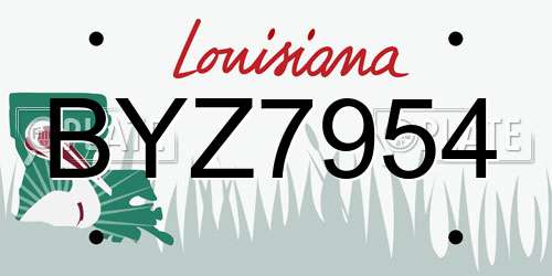 BYZ7954 Louisiana License Plate