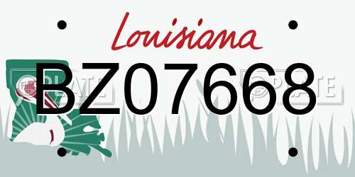 BZ07668 Louisiana License Plate