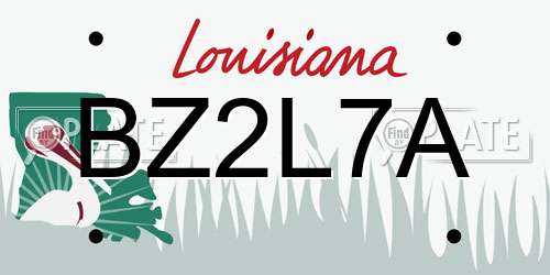 BZ2L7A Louisiana License Plate