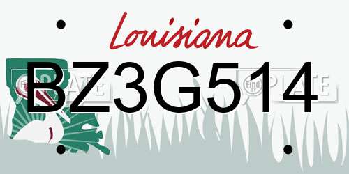 BZ3G514 Louisiana License Plate